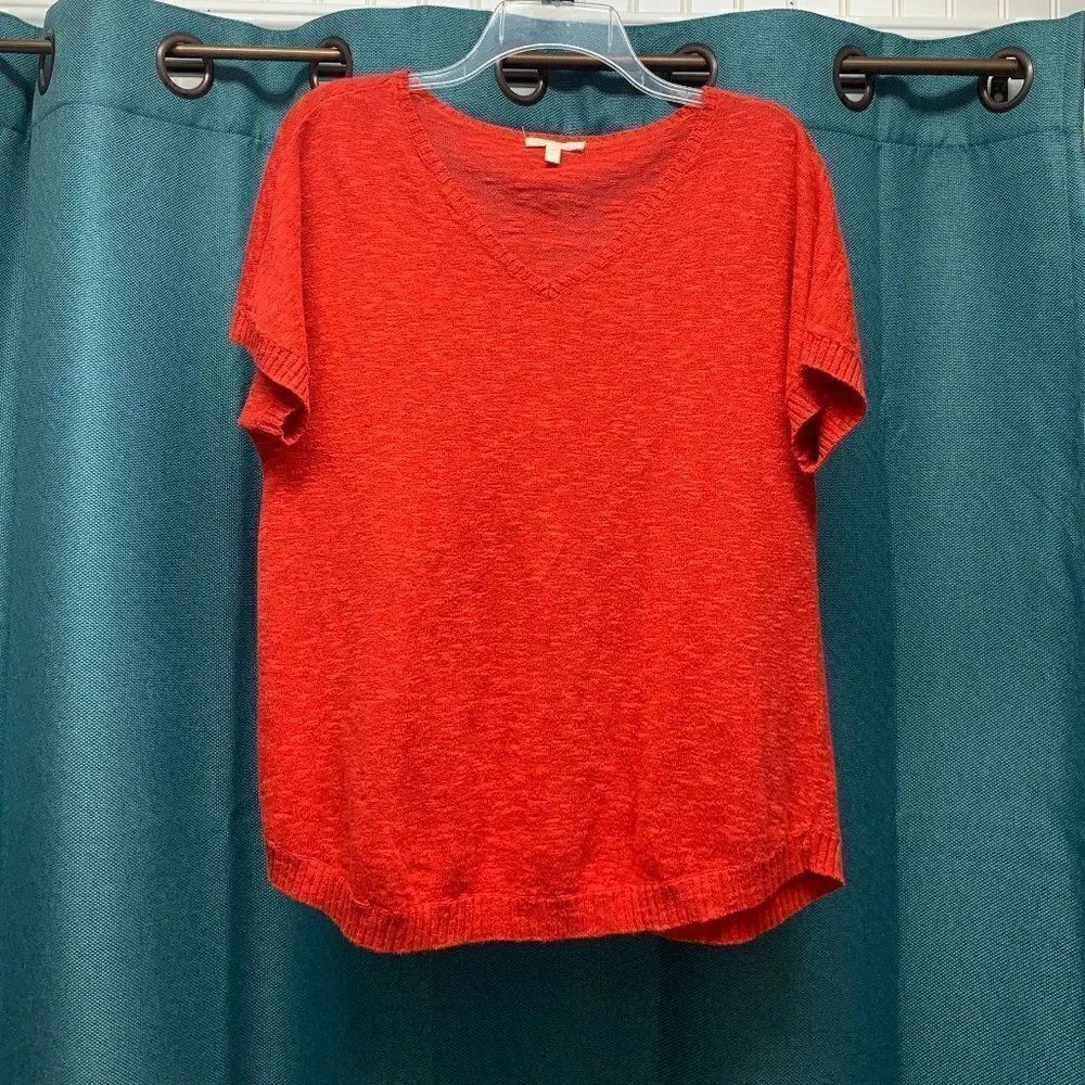 Eileen Fisher Orange Short Sleeve Sweater Size Small
